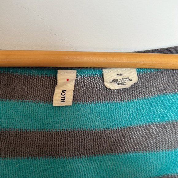 Moth teal and grey striped loose knit cardigan from Anthropologie - Picture 3 of 5